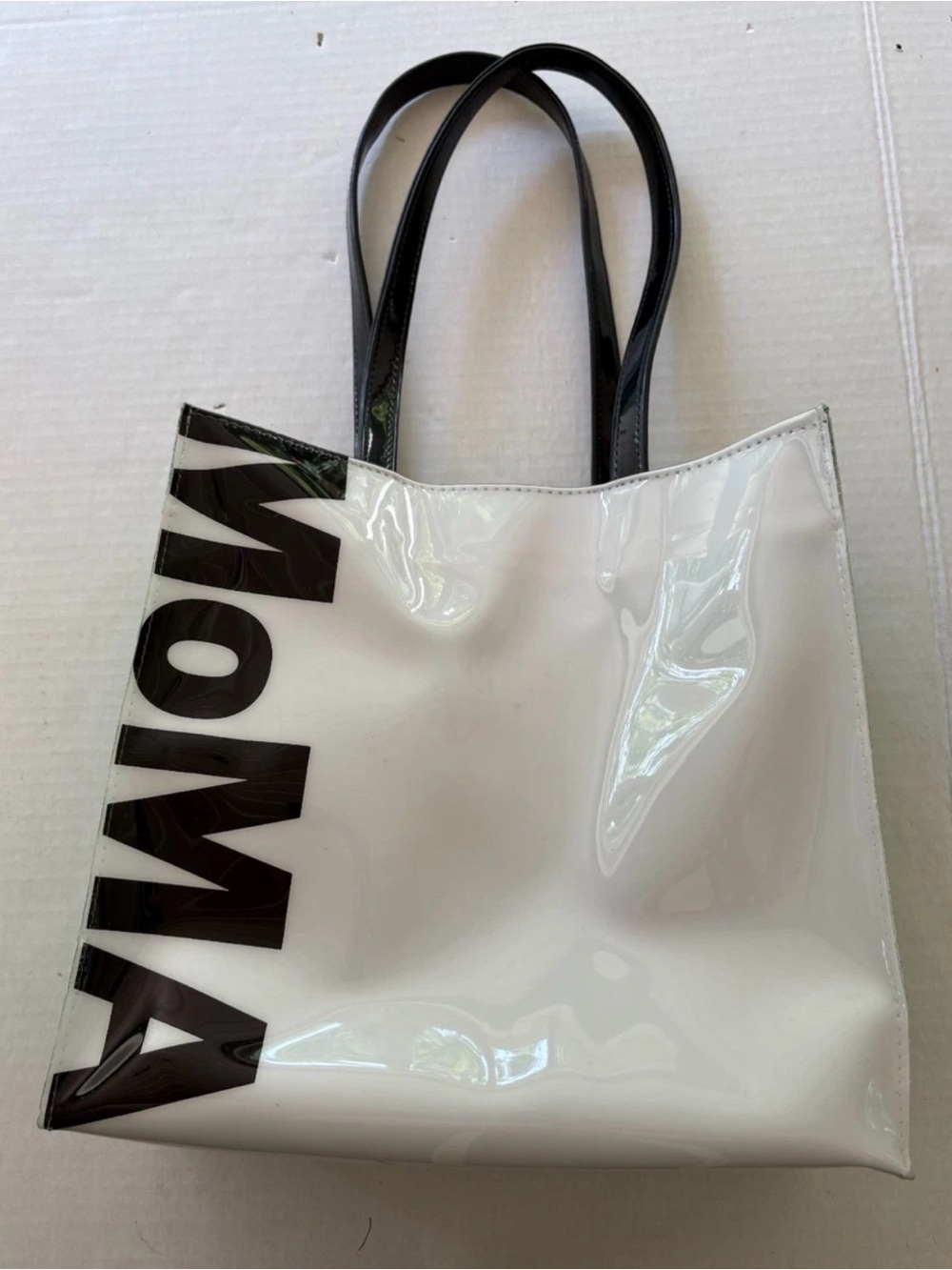MOMA Vintage 1990's Patent Vinyl Tote Bag Large Shopper Museum of Modern Art